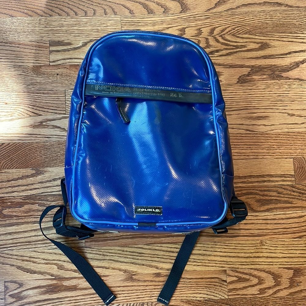 Foliklo Blue recycled materials backpack super cool from another country